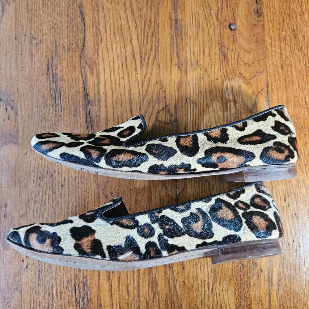 Sam Edelman Alvin Leopard Print Calf Hair Loafers Flats Womens‎ 7M Tan Black